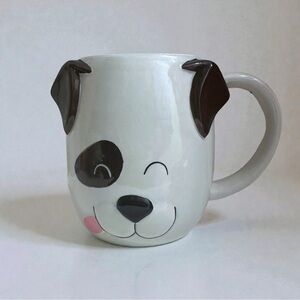 Adorable Dog Face Coffee Mug - White, Brown and Black